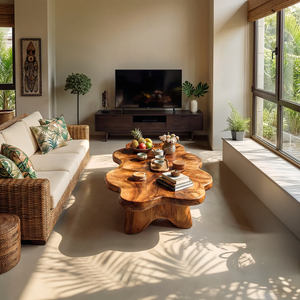 Organic Live Edge Wood Coffee Table Tropical Modern