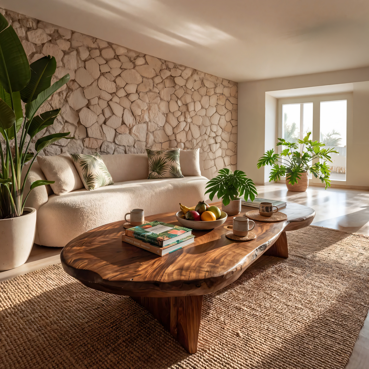 Live Edge Solid Wood Coffee Table Sculptural Slab