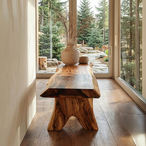 Live Edge Solid Wood Bench Handcrafted Organic Modern Wooden Bench