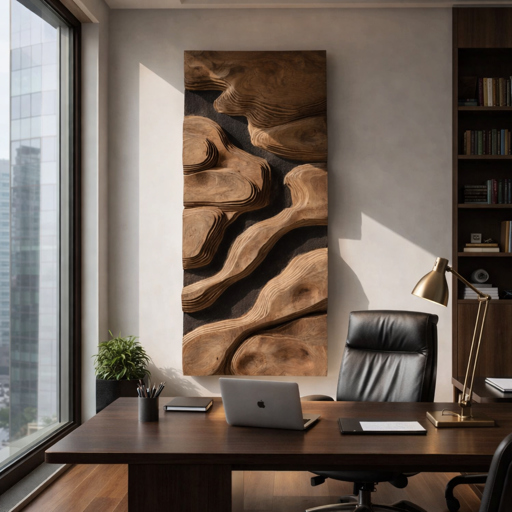 Contemporary Solid Wood Carved Wall Panel for Modern Interiors