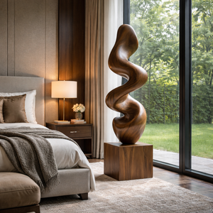 Contemporary Solid Wood Flow Sculpture for Living Room Accent Display