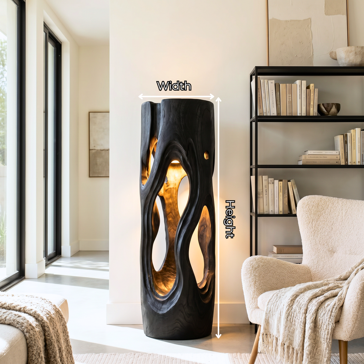 Organic Loop Wood Floor Lamp with Warm Ambient Glow