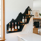 Handcrafted Solid Wood Mountain Wall Bar Shelf for Wine Bottle Display