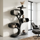 Organic Solid Wood Tree Display Shelf with Rounded Compartments