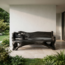 Solid Wood Live Edge Outdoor Bench with Organic Backrest