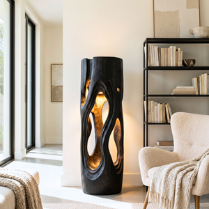 Organic Loop Wood Floor Lamp with Warm Ambient Glow