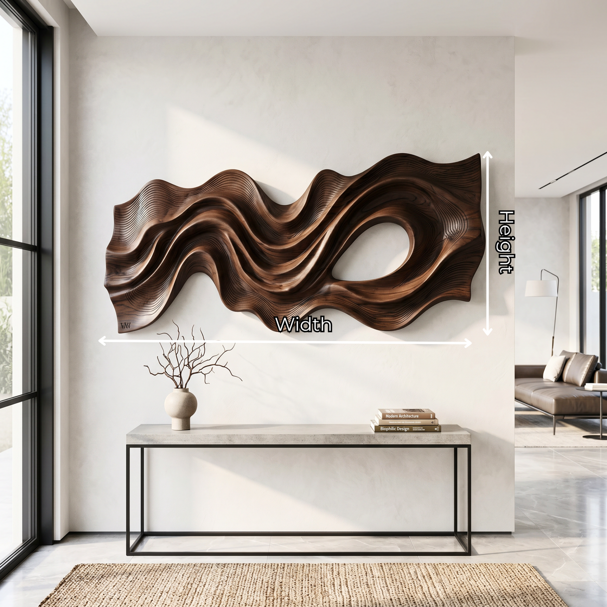 Flowing Ribbon Wood Wall Sculpture with Organic Cutout