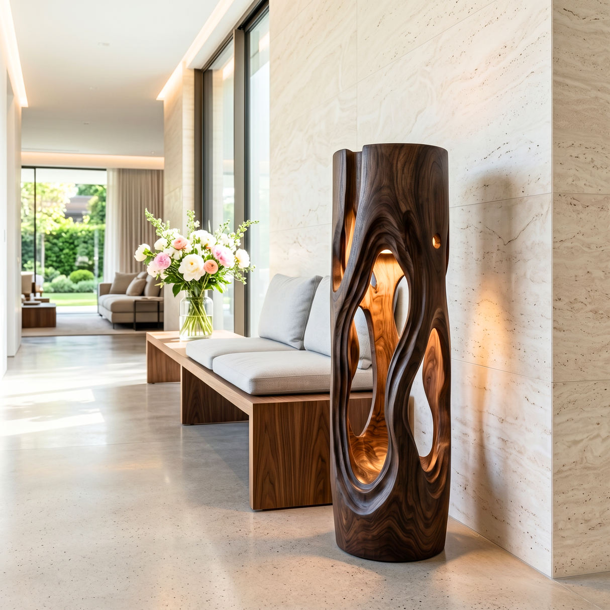 Organic Loop Wood Floor Lamp with Warm Ambient Glow