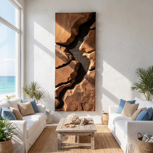 Canyon Rift Solid Wood Wall Sculpture Vertical Organic Modern Statement Art Panel