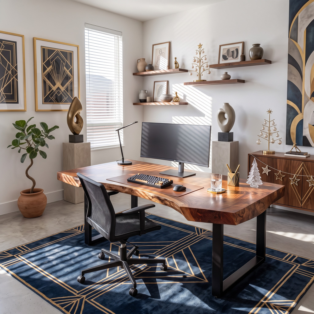 Organic Live Edge Solid Wood Desk For Modern Home Office