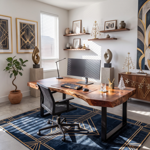 Organic Live Edge Solid Wood Desk For Modern Home Office