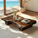 Solid Wood Live Edge Tea Table for Japandi Zen Interiors