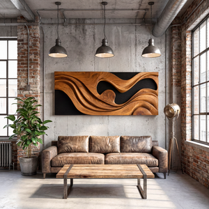 Organic Wooden Wall Art Panel Contemporary Abstract Sculpture