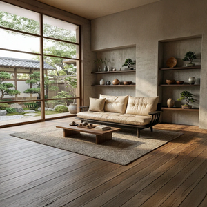 Scandinavian Solid Wood Sofa Japandi Style Minimalist Upholstered Living Room Couch