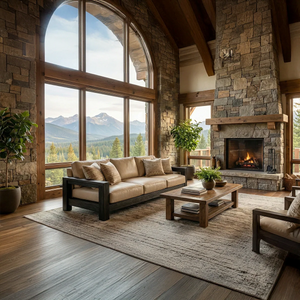 Handcrafted Oak Sofa with Deep Cushions for Modern Rustic Living