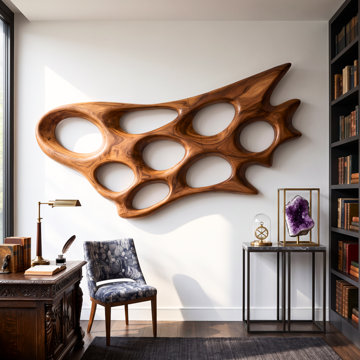 Wall Sculpture Sculptural Drift with Carved Organic Openings
