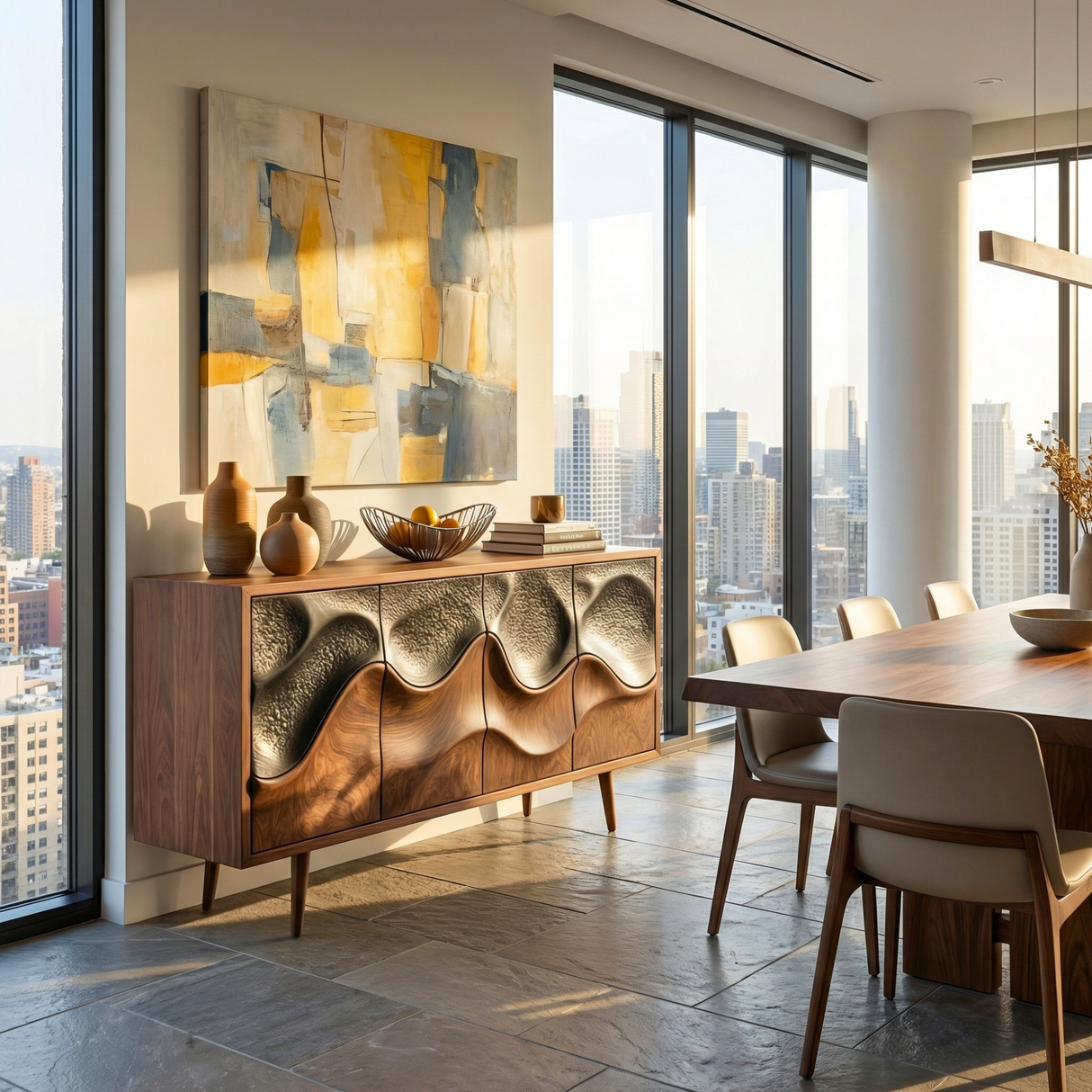 Wave Front Sideboard Cabinet for Modern Interiors