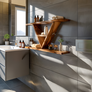 Geometric V-Shape Floating Wood Wall Shelf