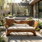 Sculptural Solid Wood Bench with Organic Carved Form