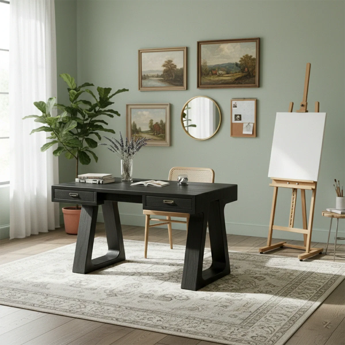Handmade Solid Wood Office Desk with Drawers Modern Rustic Writing Desk with Storage .