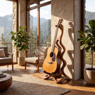 Wooden Guitar Stand with Organic Design for Acoustic Guitar Display