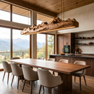 Organic Solid Wood Linear Pendant Light with Sculptural Live Edge Form