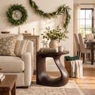 Organic Solid Wood Side Table with Sculptural Open Loop Base