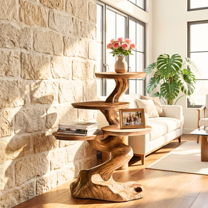 Tree Root Pedestal Side Table Handmade Wooden Display Stand