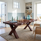Live Edge Solid Wood Desk with Sculptural X Legs for Home Office