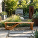 Handcrafted Organic Solid Wood Bench Sculptural Modern Minimalist Design