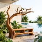 Handmade Sculptural Tree Wooden Bench