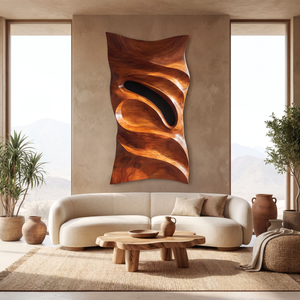 Sculpted Horizon Organic Wooden Wall Sculpture Contemporary Abstract Art Panel