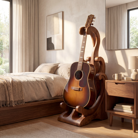 Handcrafted Wooden Guitar Stand Elegant Acoustic Guitar Floor Holder