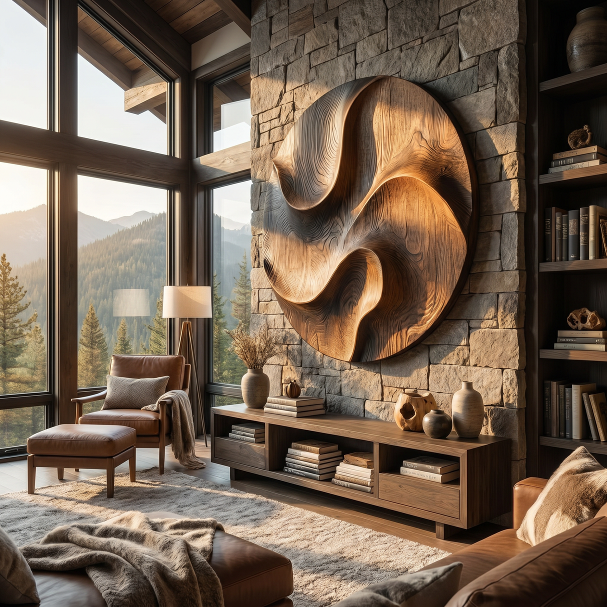 Handcrafted Oval Wood Wall Sculpture with Flowing Carved Relief and Organic Grain Movement