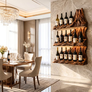 Luxury Mountain Ridge Solid Wood Wine Rack Wall Shelf