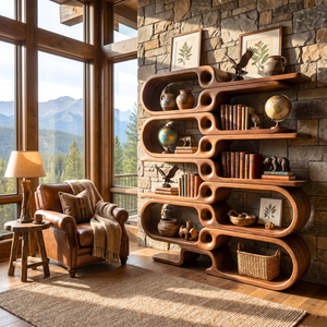 Sculptural Bookshelf Design Handmade Organic Modern Display Shelf Contemporary Storage Unit