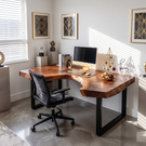 Sculpted Live Edge Solid Wood Desk For Home Office