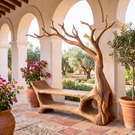 Handmade Organic Tree Branch Wooden Bench