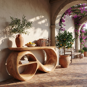 Solid Wood Console Table with Infinity Sculptural Base
