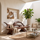 Sculptural Solid Wood Garden Bench with Organic Open Backrest