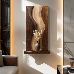 Abstract Solid Wood Wall Art with Organic Wave Design
