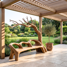 Handmade Organic Tree Wooden Bench Sculpture