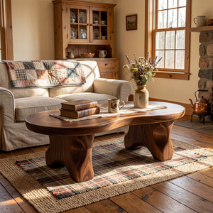 Solid Wood Tea Table with Organic Freeform Top