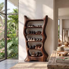Shoe Rack Solid Wood with Sculptural Organic Frame and Multi Tier Shelves