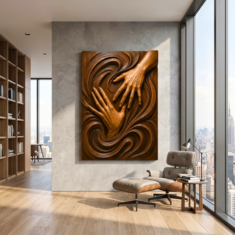 Handmade Abstract Wooden Hand Wall Sculpture Artwork
