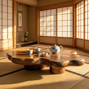 Solid Wood Organic Coffee Table for Modern Zen and Japandi Interiors
