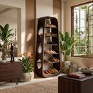 Shoe Cabinet Solid Wood Tall Open Shoe Storage Rack for Entryway Bedroom and Closet