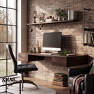 Wall Mounted Solid Wood Desk with Floating Drawers and Natural Wood Grain