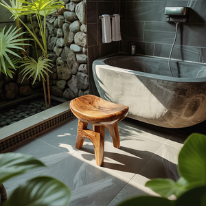 Organic Solid Wood Accent Stool for Modern Interiors