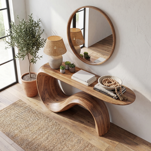 Solid Wood Console Table with Flowing S Curve Base